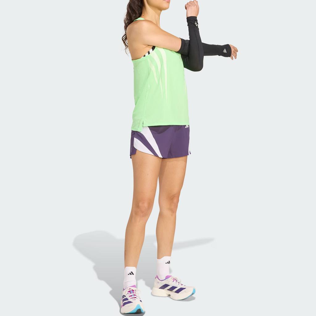 Adidas Adizero NYC Running Gel Slim Fit Color Block Letter Lace Sports Shorts Women Shorts JY6993