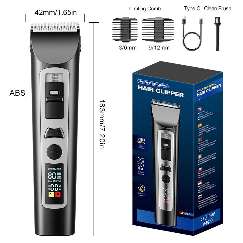 Waterproof Professional Hair Clipper: Quick Charge, Oil Head, Bald Head, Home Hairdressing Trimmer.