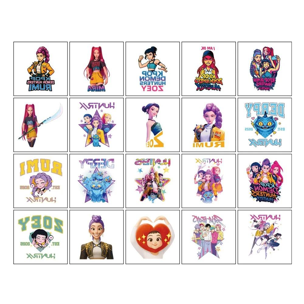 K-Pop Dämonenjägerinnen Squad Temporäre Tattoos 20 Blatt Wassertransfer Cartoon Fake Körperkunst für Party Best