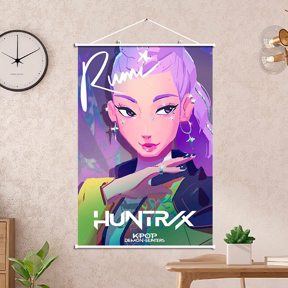 Hunter Girls K-Pop Demon Hunters Hanging Scroll (60x90 CM) Wall Art
