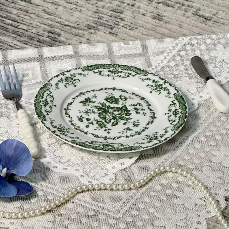 Elegante französische Retro-Keramikteller mit Blumenmuster