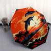 Sunset Adventure: Dolphins Leaping Over Palm Trees StickerUmbrella, Portable 3-Fold Umbrella for Men & Women,Christmas Gift ES169