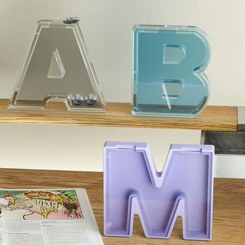 3D-Sparschwein-Form aus Silikonharz, Münzaufbewahrungsbox, Epoxidharz-Gießform für handgefertigte DIY-Bastelarbeiten, Buchstabenform