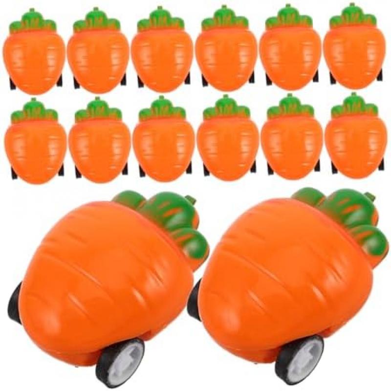 KONTONTY 50 Pieces Mini Pull Back Carrot Cars Toys for Easter Party, Kids Toy Vehicles Small Cars for Boys Girls