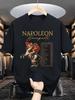 French and German Retro Men's Printed T-shirt - Napoleon Bonaparte World Tour 1769-1815 Historical Year Design Street Style -...