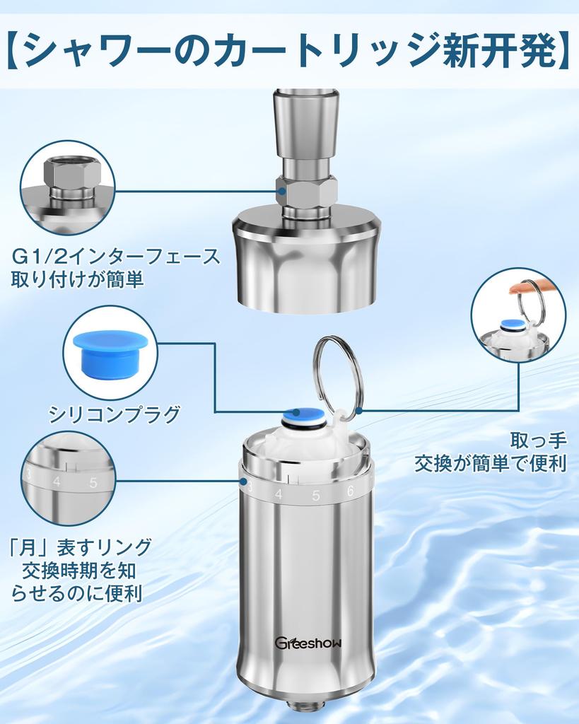 Greeshow Shower Water Purifier Chlorine Shower Water Filter Water Bath Water Compatible with International General Standard Regularly Bath 1 Filter