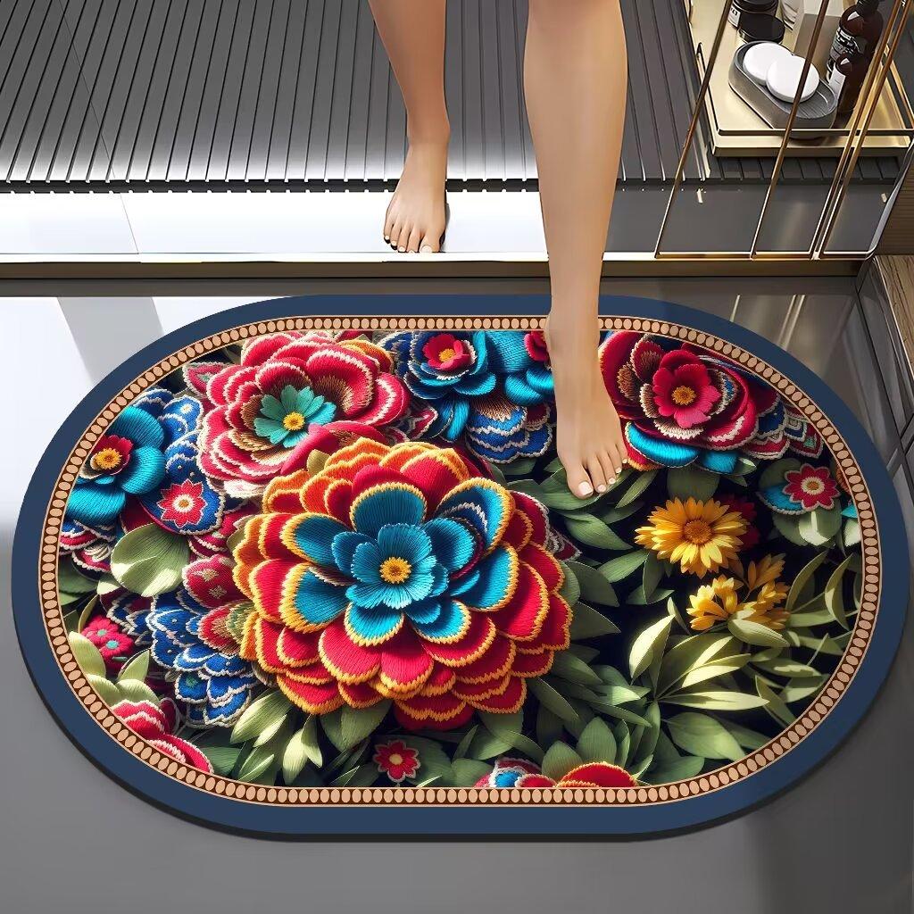 Výšivka v čínském stylu Větrná diatomová bahenní rohož Absorpční Špinavá koupelnová protiskluzová rohož Domácí koupelna Snadno se udržuje Rohožka na nohy