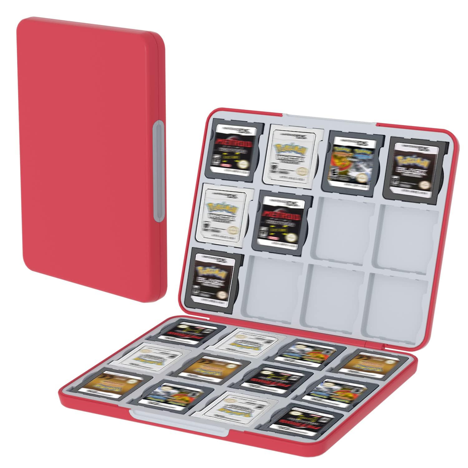 

PGRTYOF Card Holds 24 Compatible with Game Cartridge Organizer Pouch 3DS/DS Case, Cards, NS/3DSXL/2DS/2DSXL/DSi, (Red)
