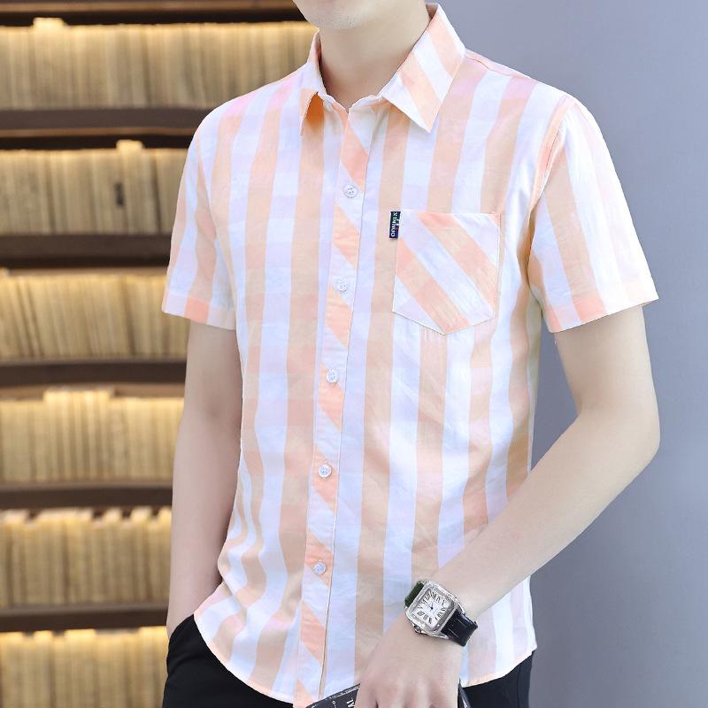 Модная полосатая рубашка с короткими рукавами — фото 3