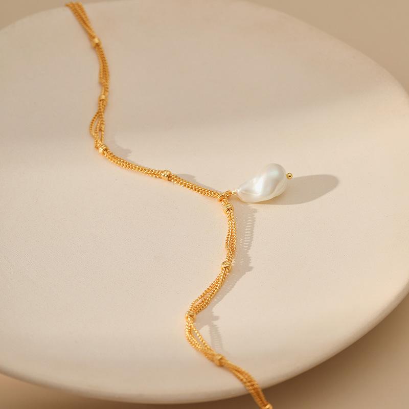 Baroque Style Irregular Shell Pearl Pendant Copper Chain Fashion Necklace For Women