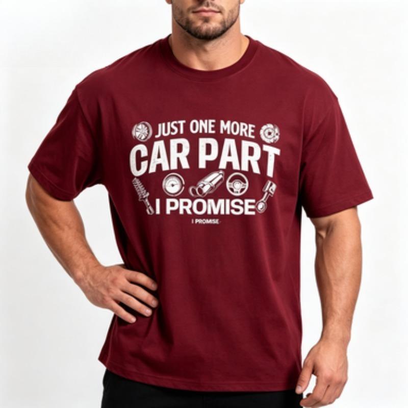 Vintage Auto Parts Print Unisex Cotton Tshirt Just One More Car Part Mechanic Short Sleeve Male Tops