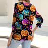Women's Fashion Casual Print Button-down Shirt 3/4 Long Sleeve Tops