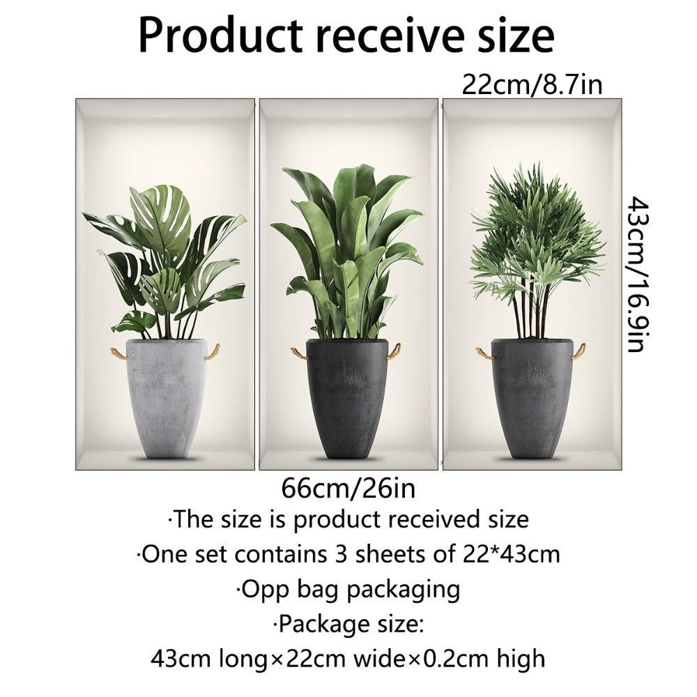 DIY Mural Art Livingroom Bedroom 3D Decal Greenery Bonsai Wall Stickers Creative Plants Potted