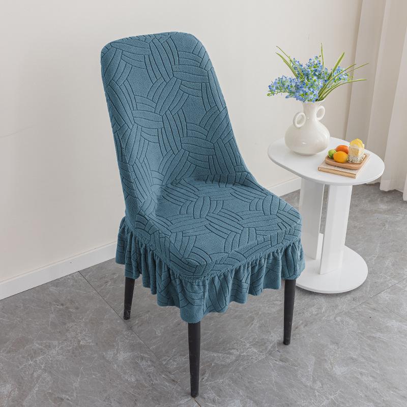 Thickened Jacquard Chair Cover Corn Velvet Enlarged Elastic Curved Chair Cover Restaurant Home Chair Cover Dust-proof and Wear-resistant