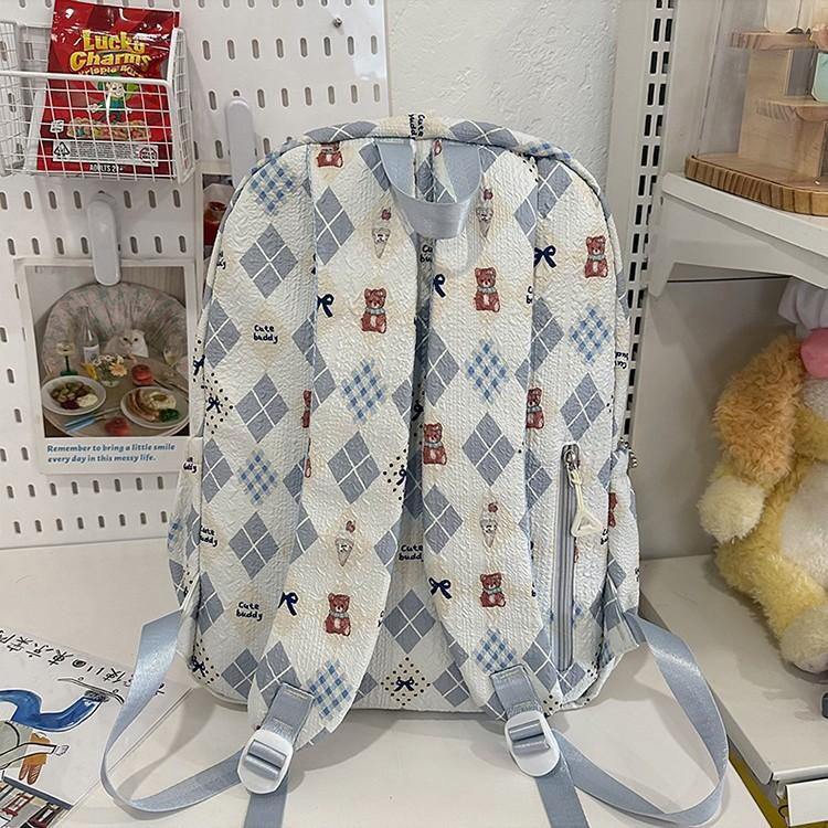 School bag cute lightweight printed bear versatile junior high school students simple spring outing casual sweet shoulder