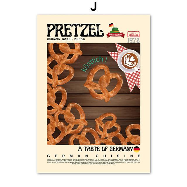 Mat Pierogi Paella Pizza Stollen Taco Dolma Posters och tryck Väggkonst Canvasmålning Nordisk köksdekoration