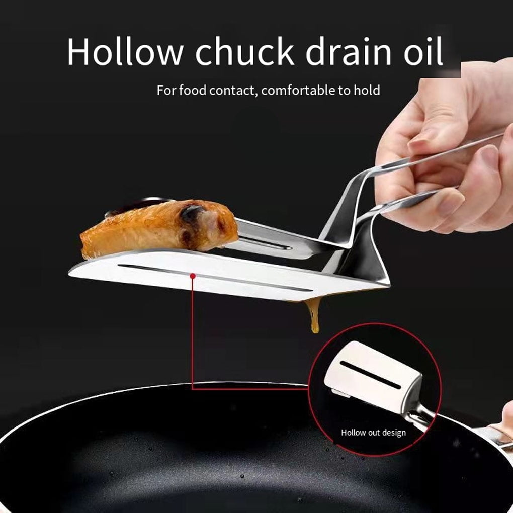 Dizyahuk Stainless Steel Frying Clip Steak Tongs Kitchen BBQ Cooking Camping Tools Heat-Resistant Non-Slip Handle