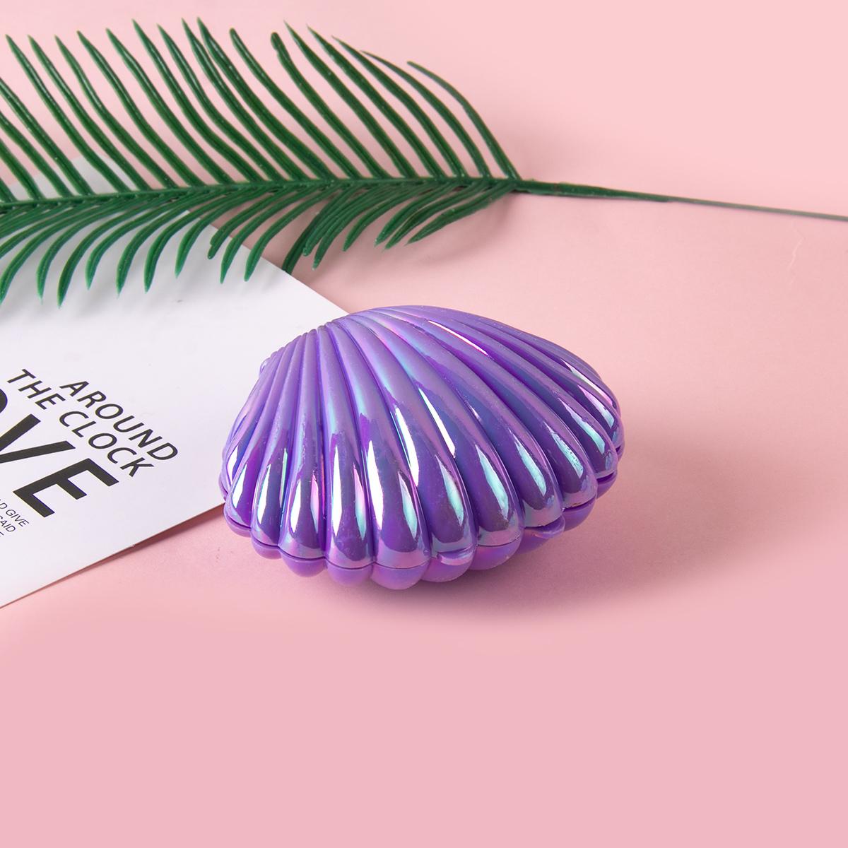 

5 шт. Мини-конфетницы в виде ракушек под морем, пластиковые коробки для подарков на день рождения в виде ракушек, коробка для подарков на свадьбу и день рождения русалки 9x4cm фиолетовый