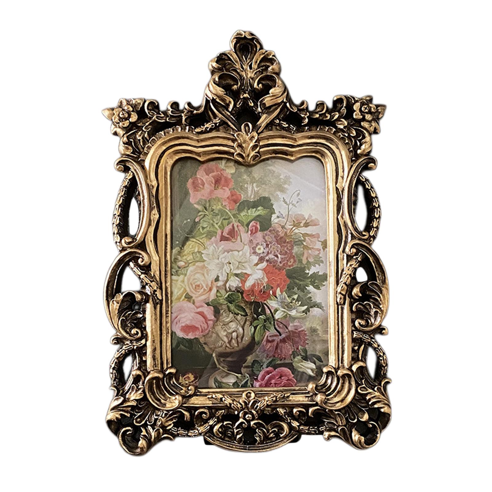 

Фоторамка Смола Рамка для фото в стиле ретро Орнаментированная фоторамка Настольная подставка-держатель для гостиной, прихожей