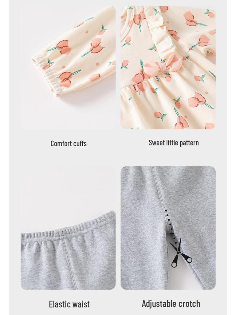 Süßes Baby Mädchen Baumwoll-Zweiteiler-Set für Frühling & Herbst