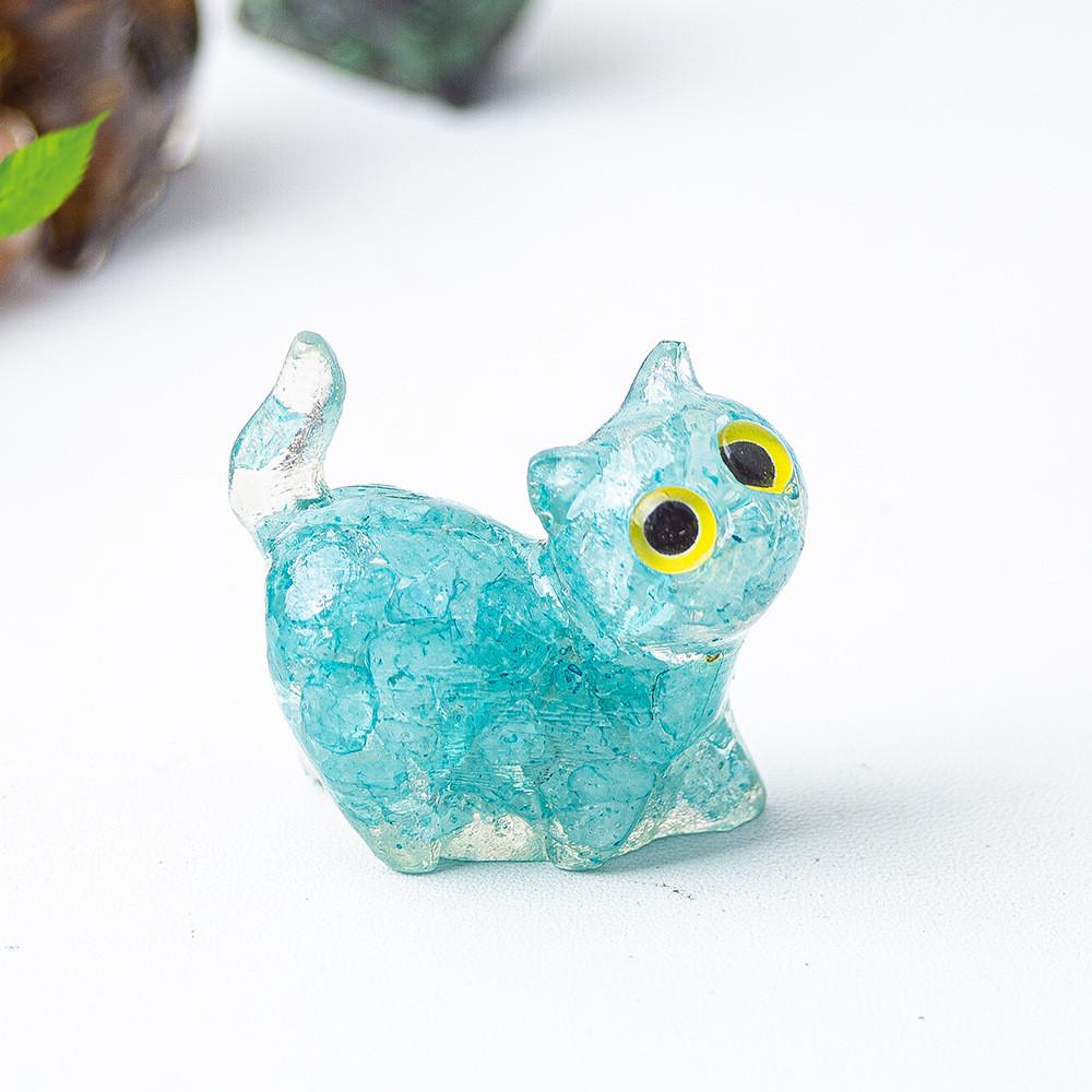 Figurine Artistique en Résine Chat de Cristal Faite à la Main avec un Design Dynamique Pour la Décoration Intérieure et les Cadeaux