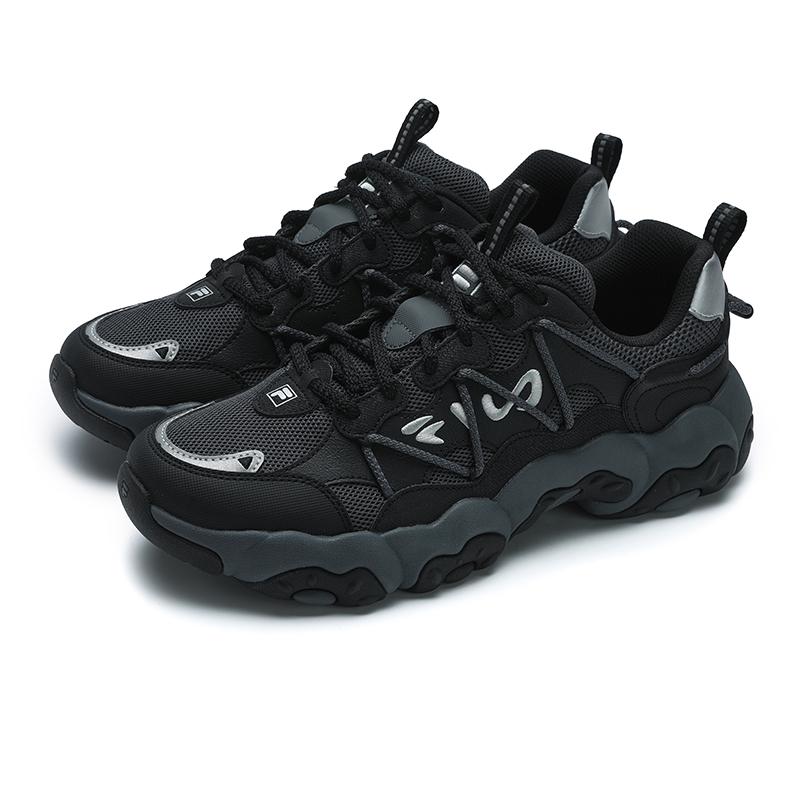 New FILA FLUID 6 Cat Paw Cushioning, Wear Resistant Low Top Chunky Sneakers Men's Black Gray F12M522111FBD