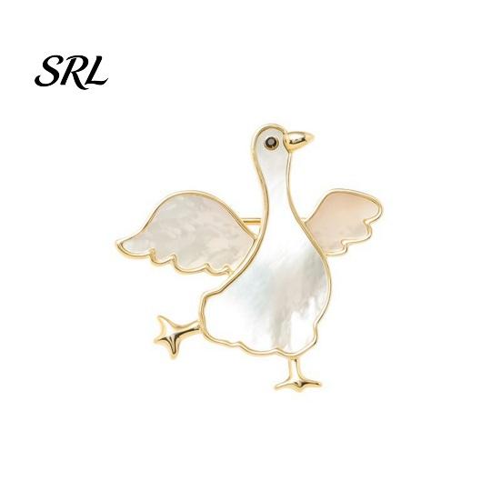 Durable Brooch Pin, 3D Goose Design Lapel Pin with Mother-of-Pearl Inlay, Oxidation Resistant Wear-Resistant Thick Coating Strong Buckle for золотистый