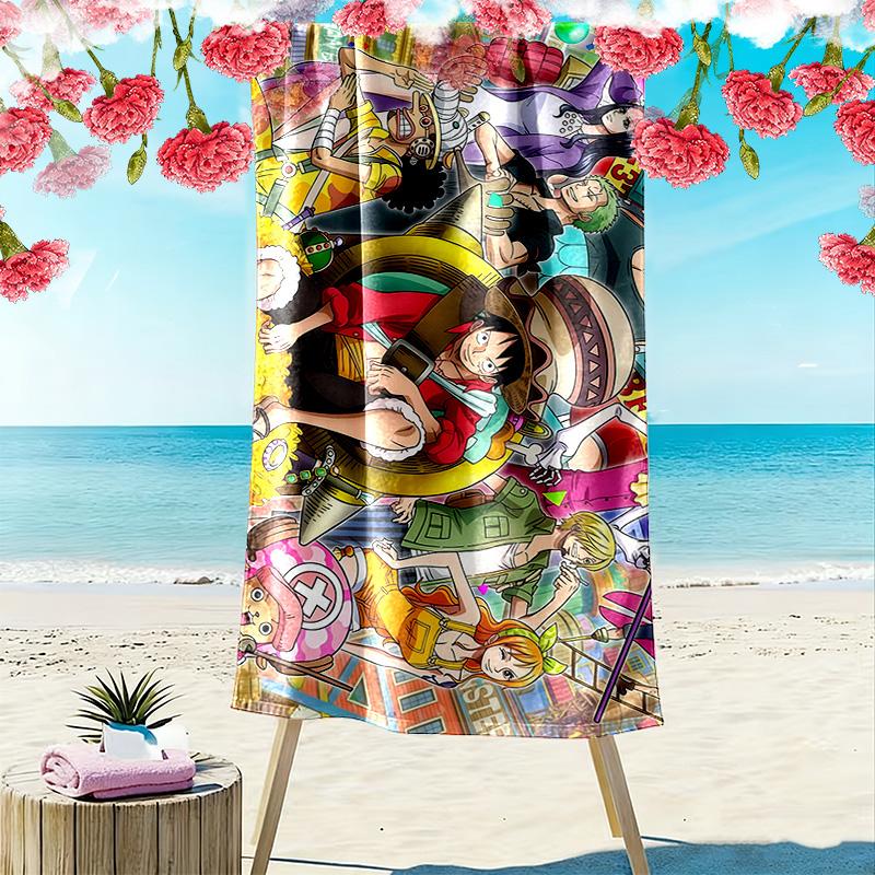 One Piece4 Print Beach Towel, Large Soft Quick Dry Towel for Beach Camping Swimming