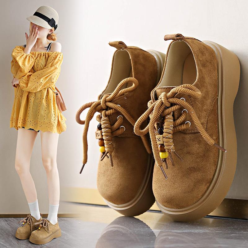 New 2025 Women's Soft Leather Thick Bottom Platform Slip-On Casual Loafers Single Shoes Easy To Wear Comfortable Shoes