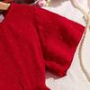 Robe d'été rouge à manches courtes pour filles de 8 à 12 ans