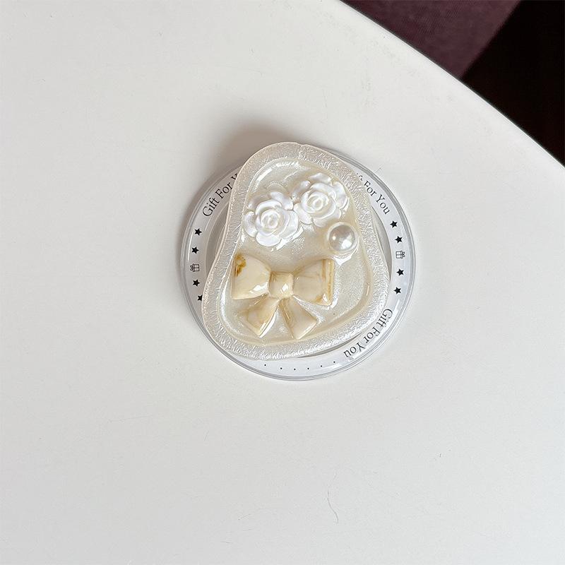 

Эстетичный магнитный держатель-подставка для телефона из смолы, с жемчужиной, на защелке, милый настольный аксессуар для просмотра без помощи рук, портативное кольцо для телефона