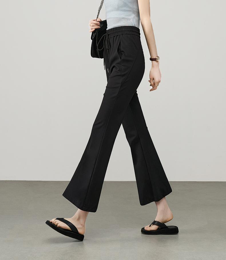 Slimming High-Waisted Elastic Flared Pants