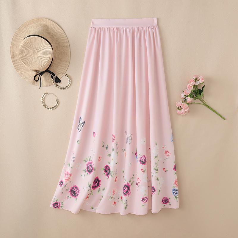 ZANZEA Womens Casual Elastic Waist Loose Floral Print Long Skirts S