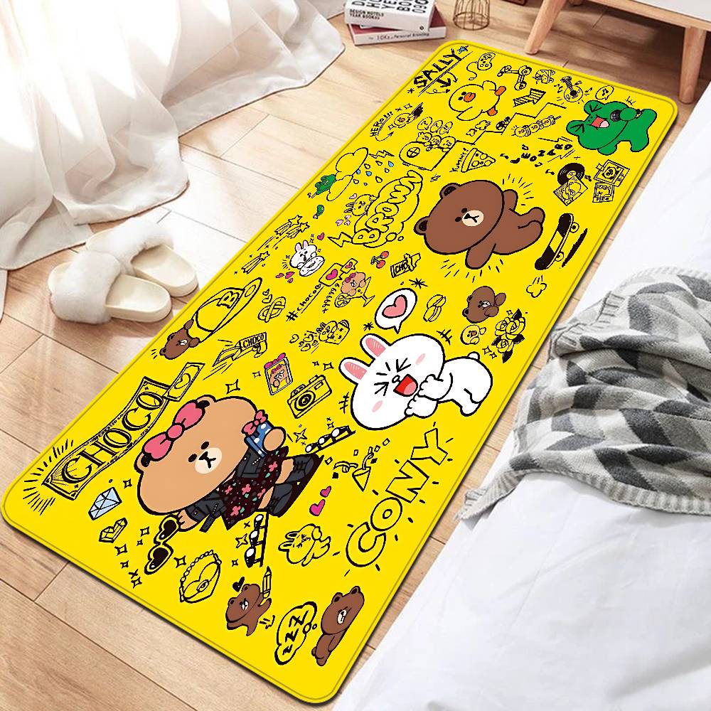 

Lines Friends Brown Bear Bathroom Mat INS Style Soft Bedroom Floor House Laundry Room Mat Anti-skid Welcome Doormat 50x80cm