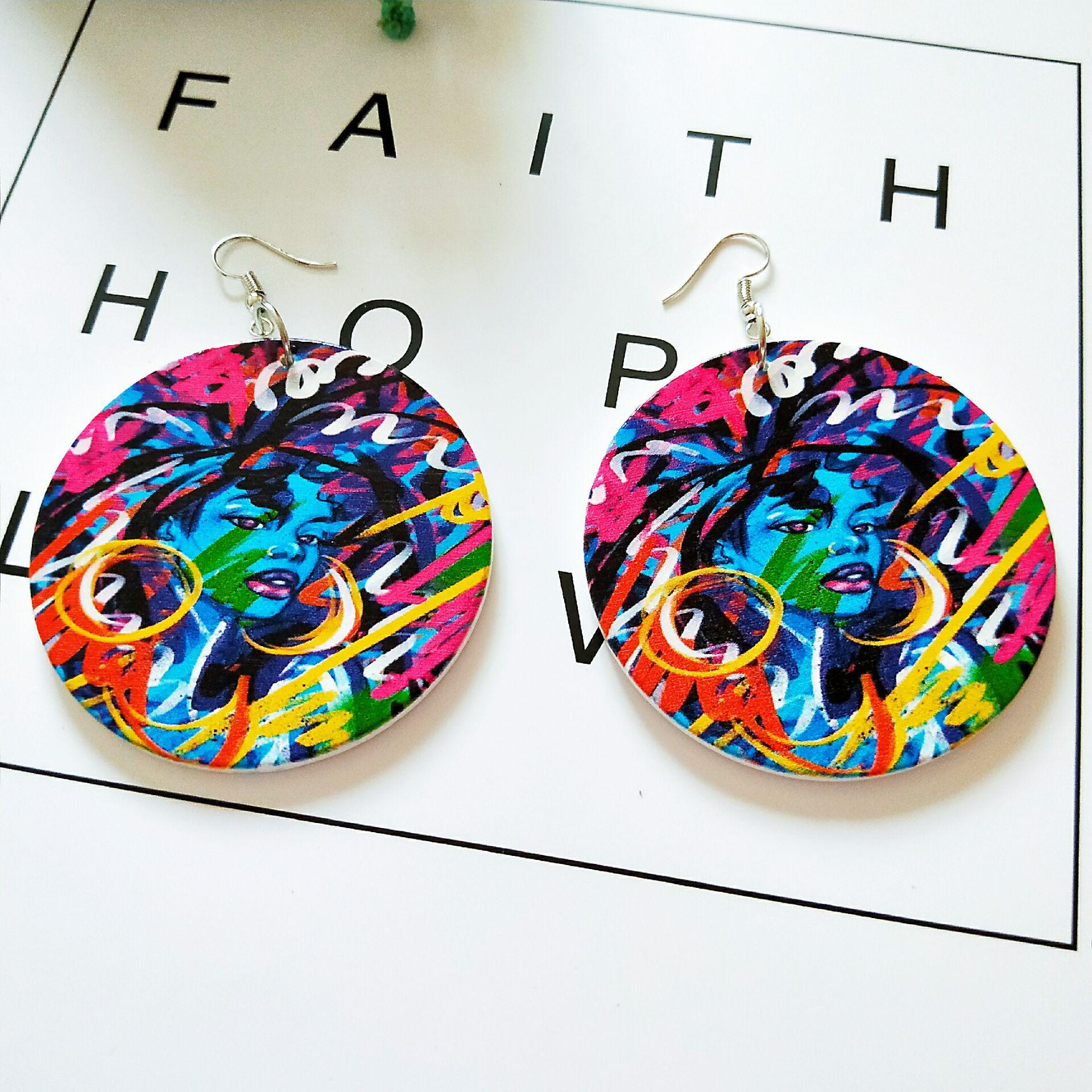 

Африканские геометрические деревянные серьги-подвески