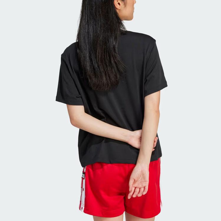Adidas Originals Adicolor Trefoil Boxy Tee With Letter Logo Print Women Tops Black IU2422
