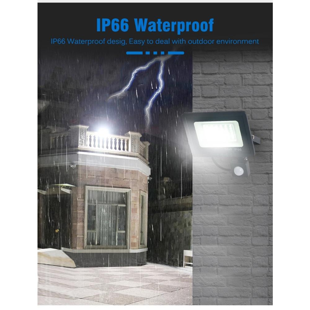 LED Floodlight PIR Motion Sensor White/Warm White IP66 AC220V Exterior Projector Spotlight SMD2835 Outdoor Lighting Floor Lamp