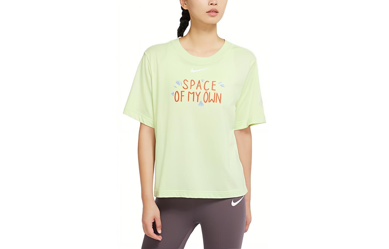 

Nike T Shirts Women s Light Green Crew Neck Moderate Straight Fit DM7913-303 M