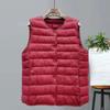 New Women Vintage Sleeveless Puffer Jacket Spring Winter Female White Duck Down Ultra Lightweight Packable Warm Down Liner Vest
