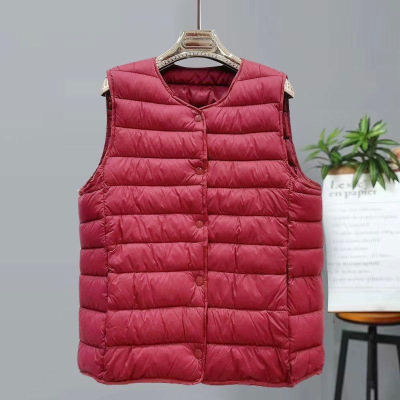 New Women Vintage Sleeveless Puffer Jacket Spring Winter Female White Duck Down Ultra Lightweight Packable Warm Down Liner Vest