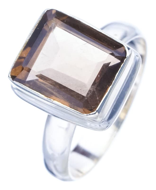 

StarGems® Natural Smoky Quartz Handmade 925 Sterling Silver Ring 8.75 F1277