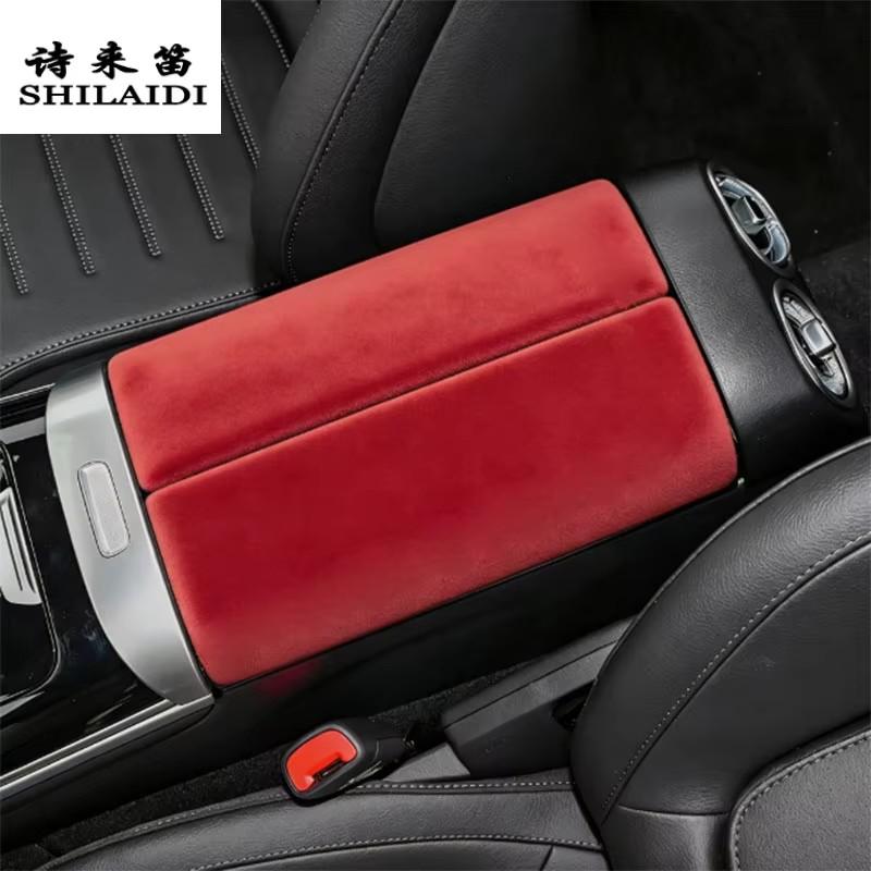 Suede For Mercedes Benz C Class W204 W205 W206 2007-2026 Car Rear Air Vent outlet Anti-Kick Cover Stowing Tidying Armrest Trim