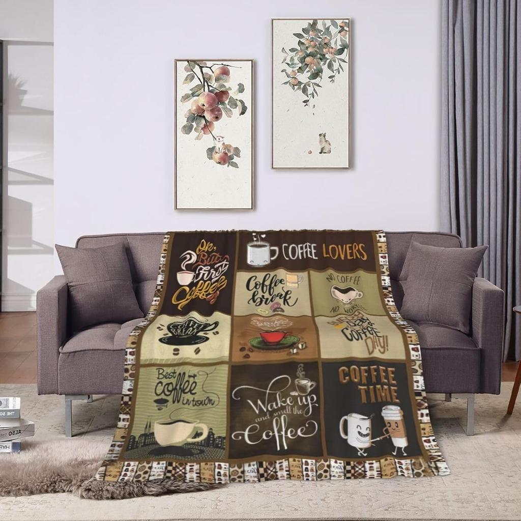 Coffee Blanket for Woman Coffee Throw Blanket Stuff Decor Merch Cozy Flannel Soft Warm Plush Lightweight Bedding Gifts for Girl Woman Sofa Bedding