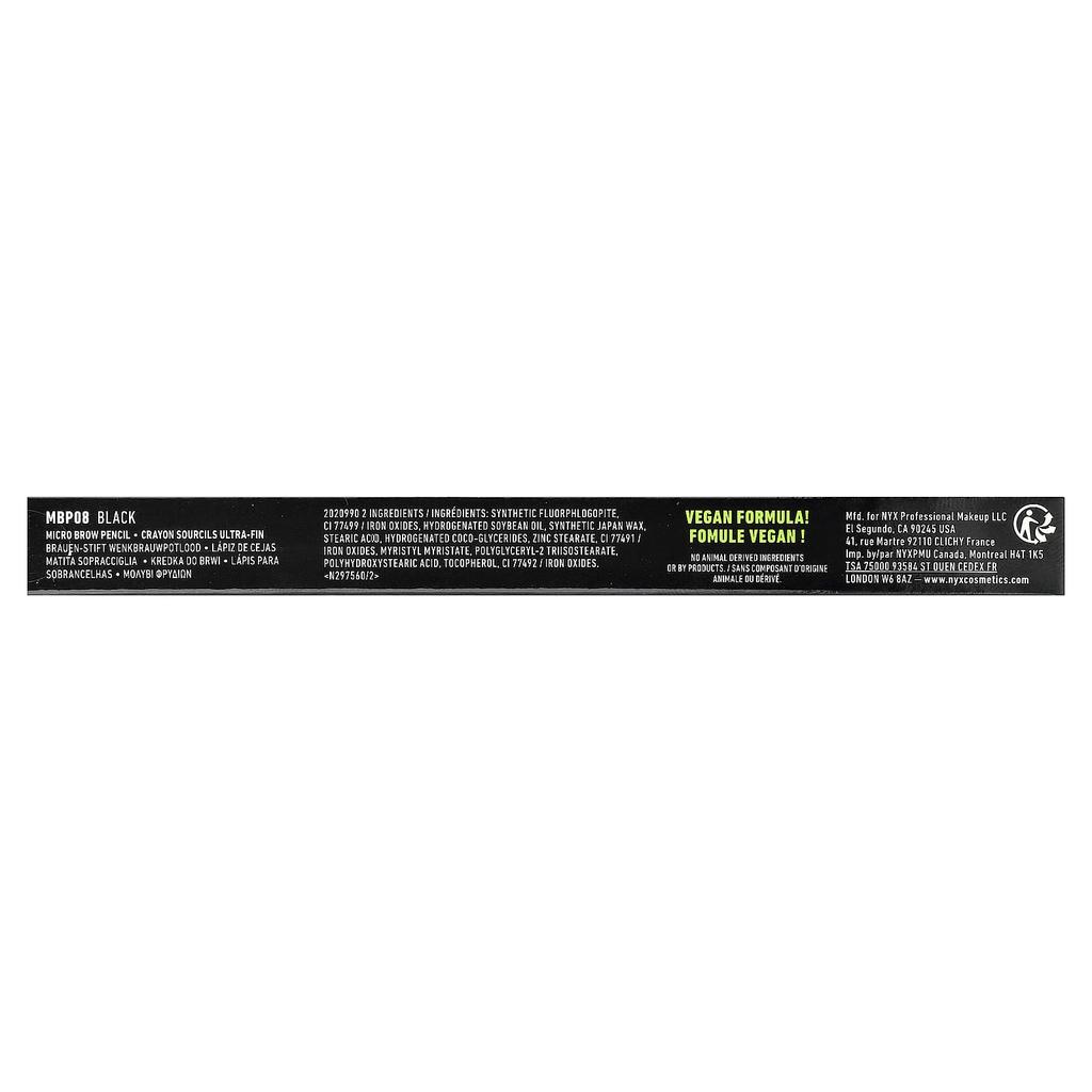 NYX Professional Makeup, Micro Brow Pencil, 08 Black, 0.09g (0.003oz)