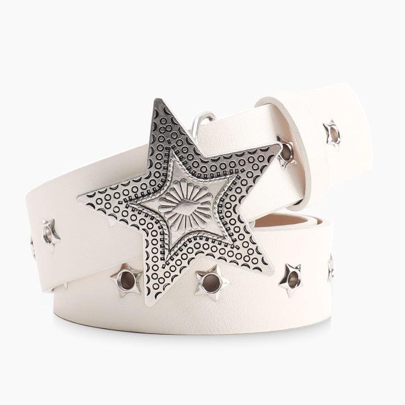 Five-pointed Star Buckle Women's Belt Versatile Jeans Belt Retro Star Cornel Eye Hole Women's Belt