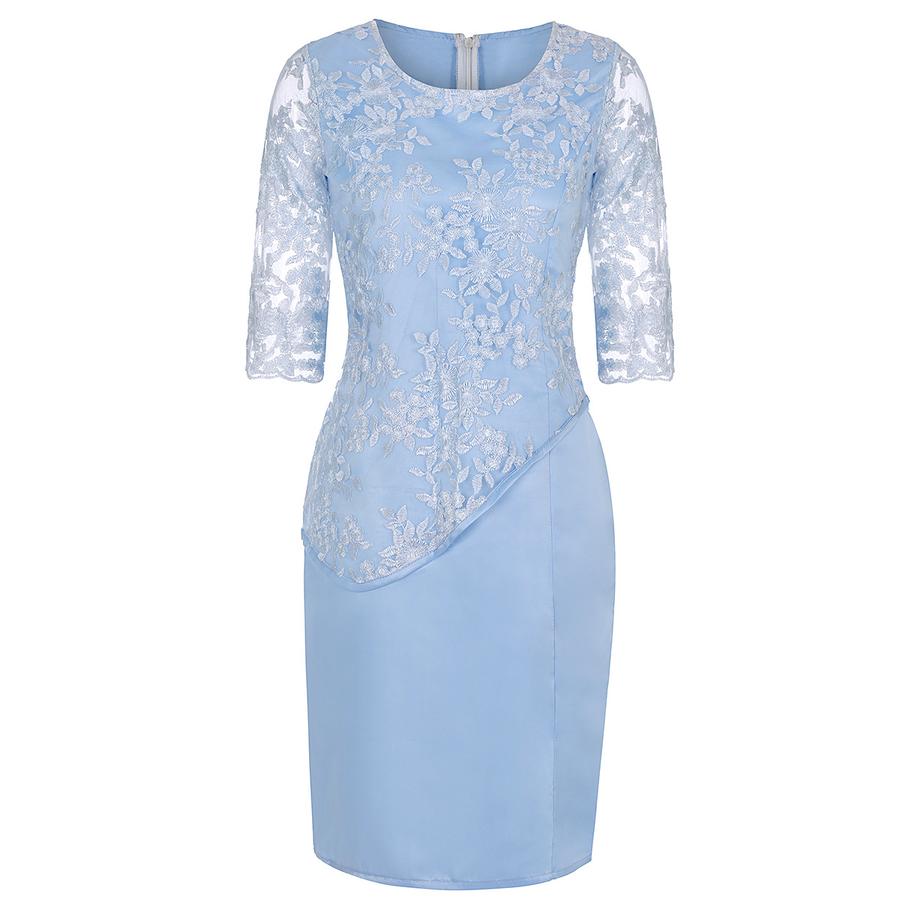 Lace Patchwork Two-Piece Set for Plus Size Women, Long Sleeve Evening Gown/Formal Dress