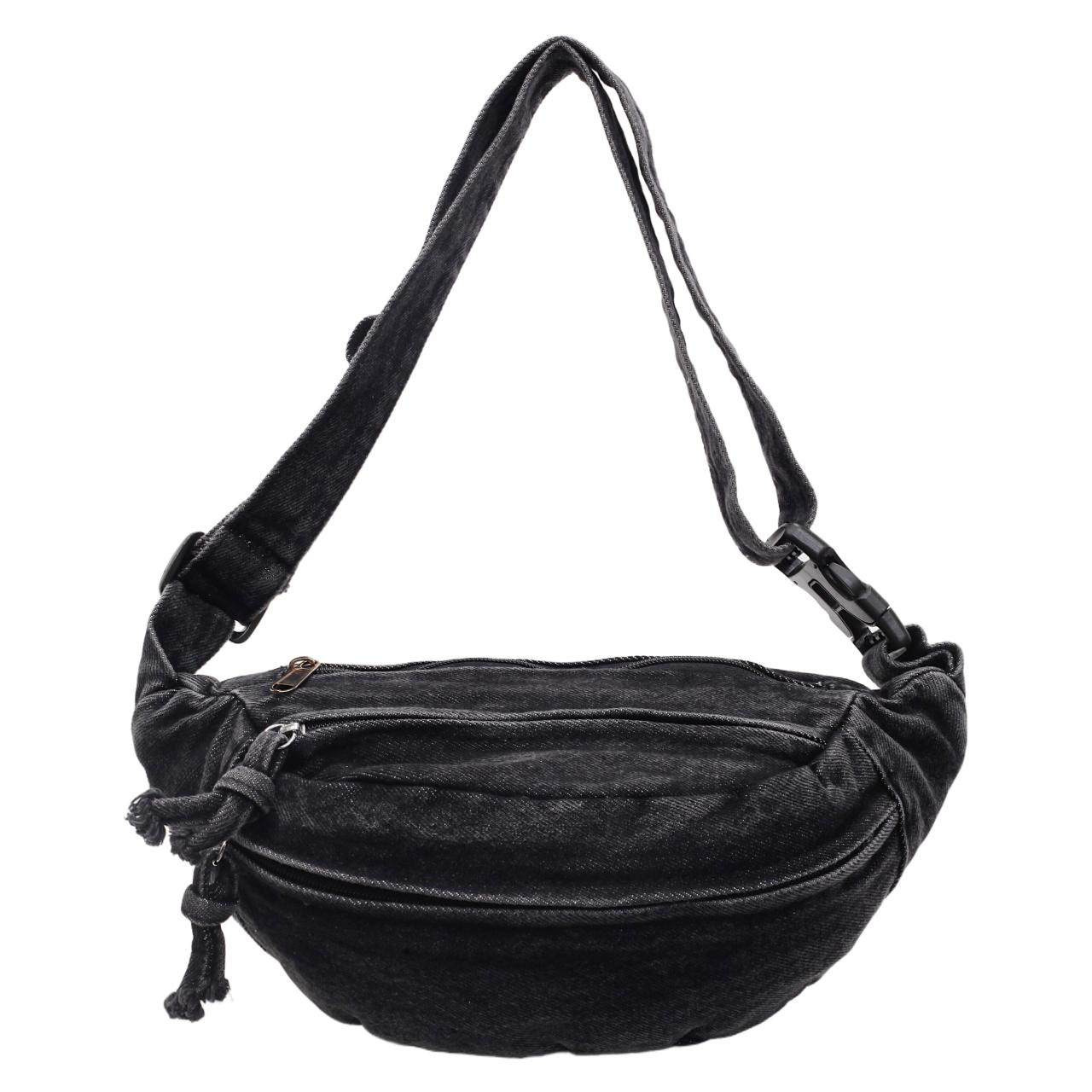 Fashion Denim Zipper Patchwork Waist Packs High Quality Casual Women s Crossbody Bags Simple Large Capacity Women s Shoulder Bag чёрный
