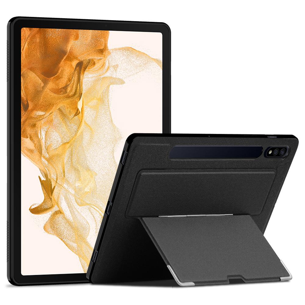 

For Samsung Galaxy Tab S8+ Case PU Leather Coated PC Tablet Cover with Back Kickstand A