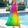 Women's Sleeveless Maxi Dress Summer Casual Long Dress Tie-Dye Print Round Neck Relaxed Fit Lightweight Fabric