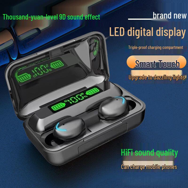 Unisex Sports True Wireless Earbuds with Noise Cancelling, High-Fidelity Sound, and Long Battery Life - Model F9-5.